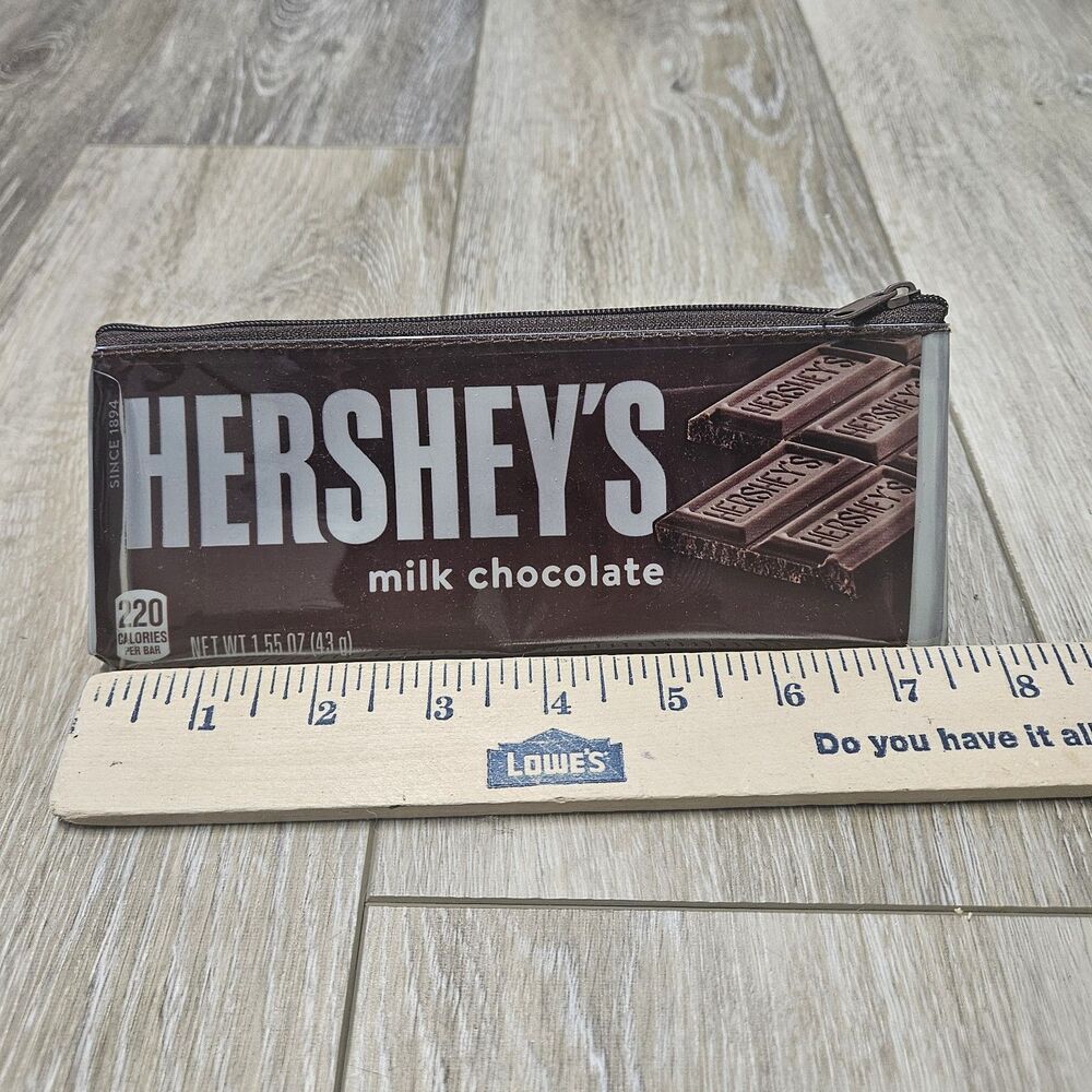 Hershey's Milk Chocolate Vinyl Pencil Case Make Up Bag Small Compact Rectangle